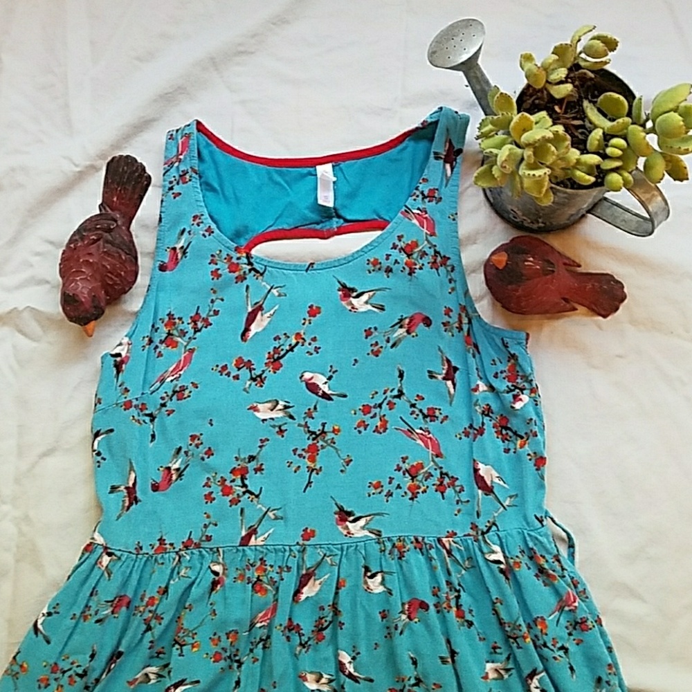 Adorable blue dress with birds